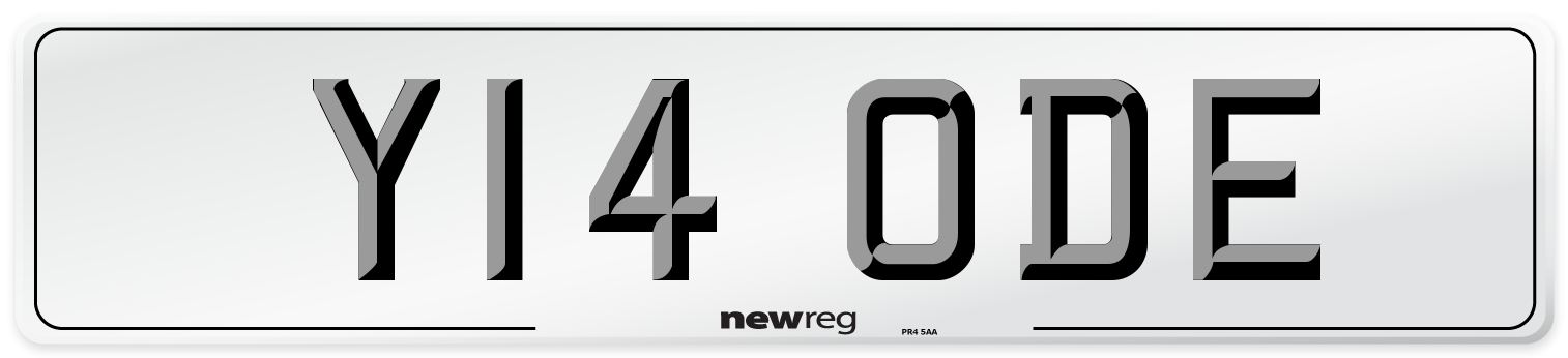 Y14 ODE Number Plate from New Reg